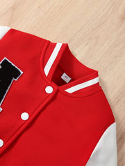 Boys Varsity Jacket Long Sleeve Letter Graphic Baseball Collar Embroidered Block