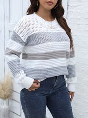 Colorblock Casual Sweater Long Sleeve Round Neck Jumper