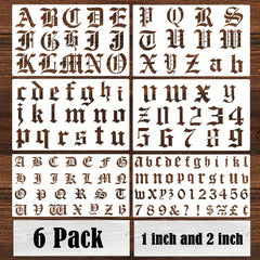 6pcs Old English Stencil Letters Number Template Reusable Gothic Calligraphy