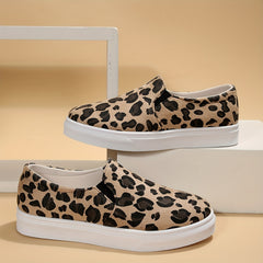 Leopard Print Flat Shoes Slip On Loafers Lightweight Walking Shoes