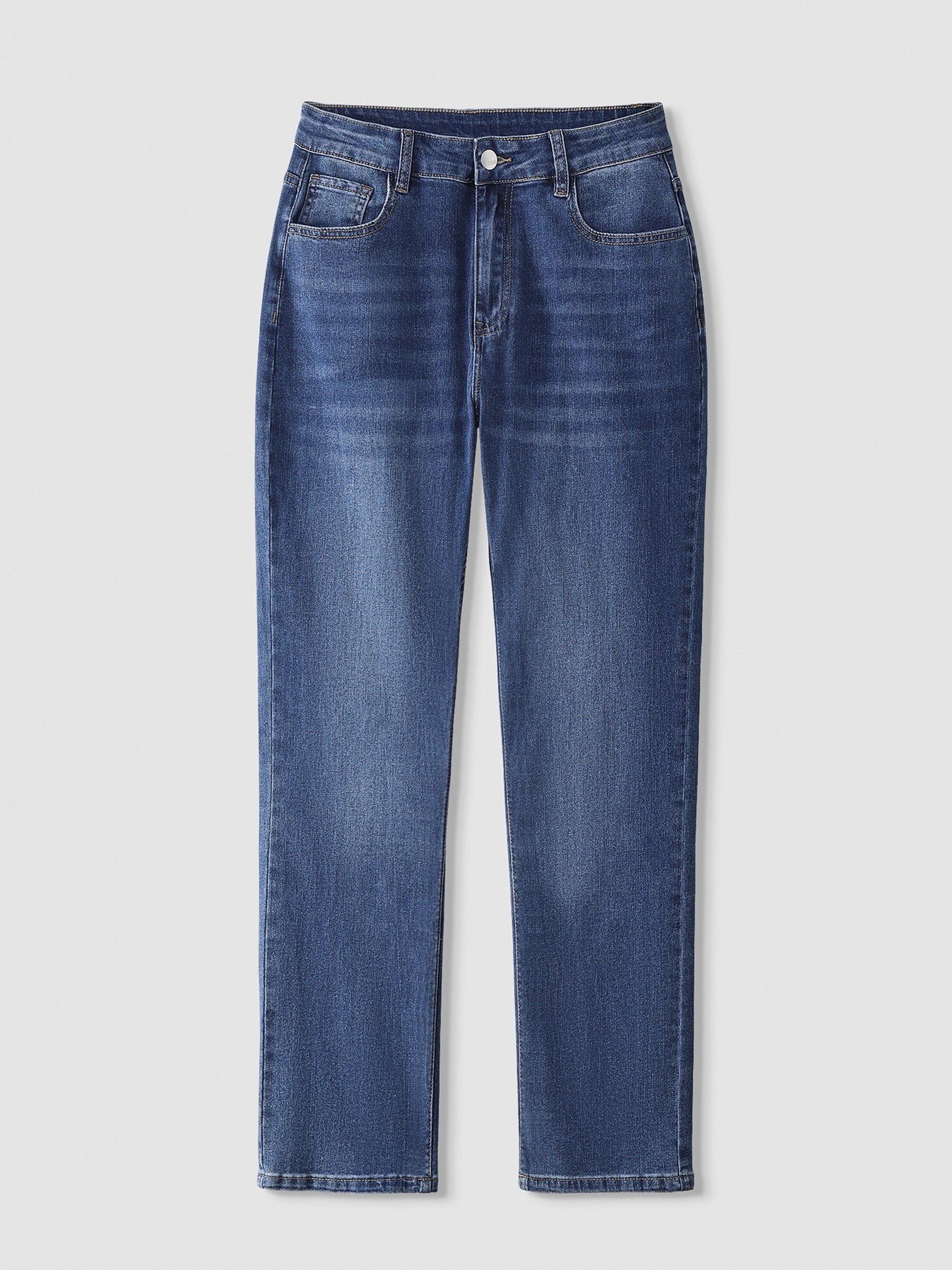 High Waist Straight Leg Denim Pants
