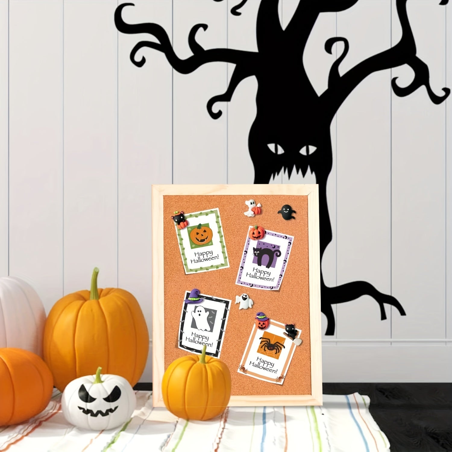 32pcs Halloween Push Pins Decorations Funny Pumpkin Ghost Cat Resin