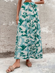 Floral Print Bow Split Skirt Boho Maxi Skirt