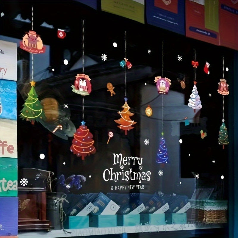 Christmas Tree Stickers Ornaments Cartoon Animal Transparent Wall Stickers