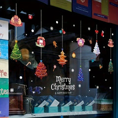 Christmas Tree Stickers Ornaments Cartoon Animal Transparent Wall Stickers