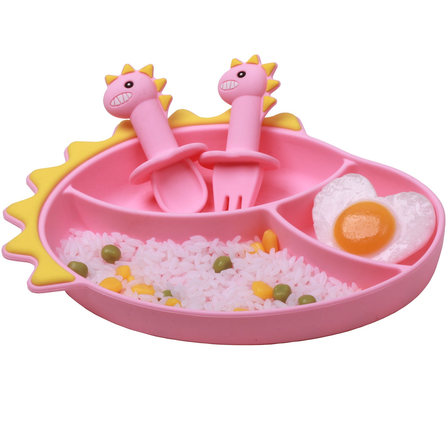 Silicone Toddler Plates Sets Suction Plates Spoon & Fork Set
