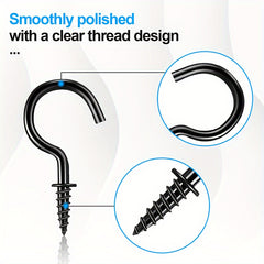 105pcs Cup Hooks Screw-in Kit for Hanging Jewelry Silvery