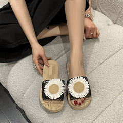 Women's Flower Decor Slide Sandals Comfortable Open Toe Slip On Shoes