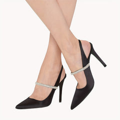 Rhinestone Heel Sandals Pointed Toe Stiletto Party Dress Slingback