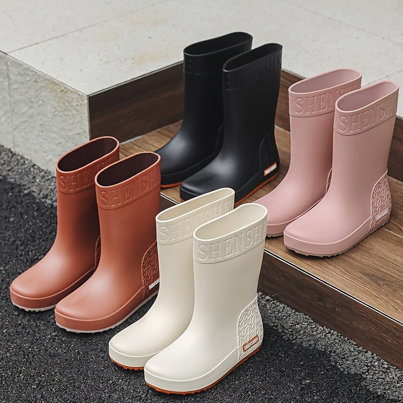 Women's Waterproof High Tube Rain Boots Solid Non slip Outdoor Rain Boots