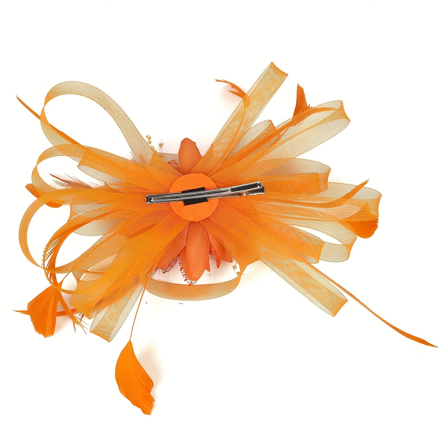 Orange Mesh Flower Fascinator Hat Headwear 20s Hat