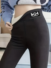 Women's Fleece Warm Leggings High Waist Yoga Tight Pants