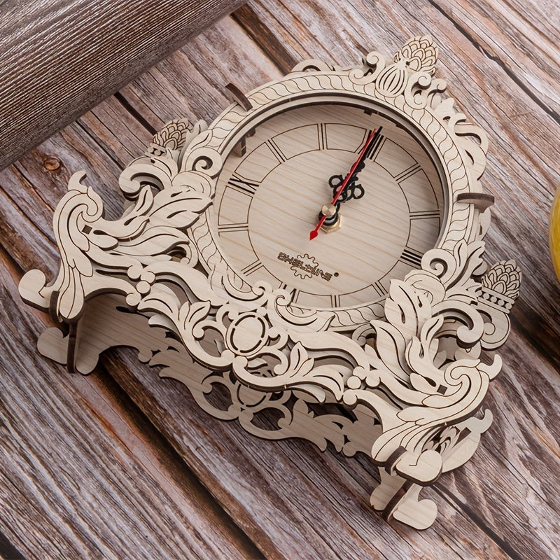 Wooden Clock 3D Puzzle Model Handcrafted Puzzle Toy Gift