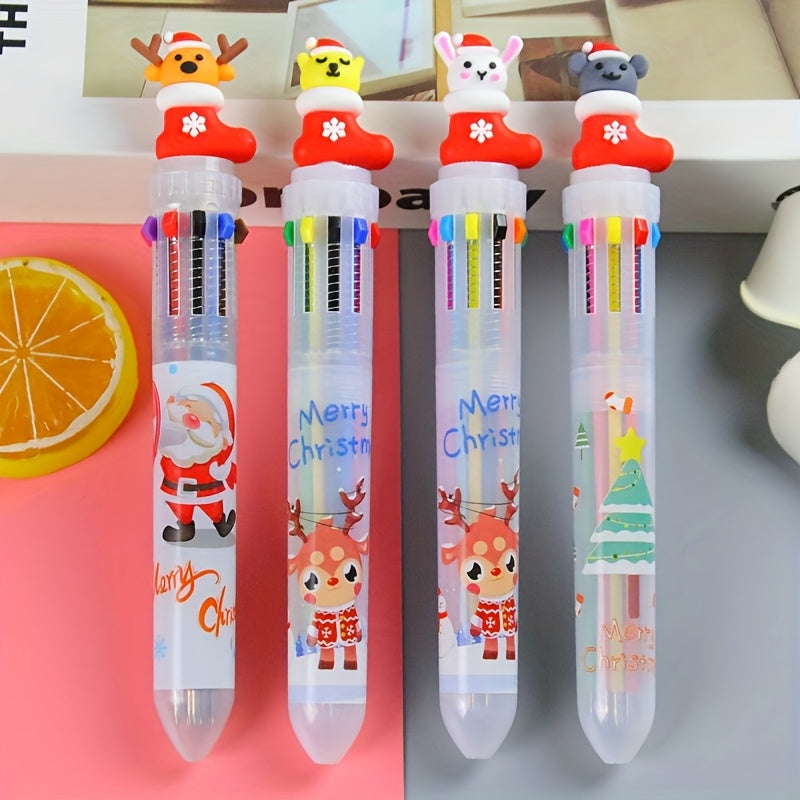 4pcs Christmas Bullet Tip Pens w/ Twistable Refills 10 Options Red Green Yellow