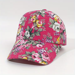 Unisex Large Brim Casual Baseball Cap with Flower Embroidery for Outdoor Sport