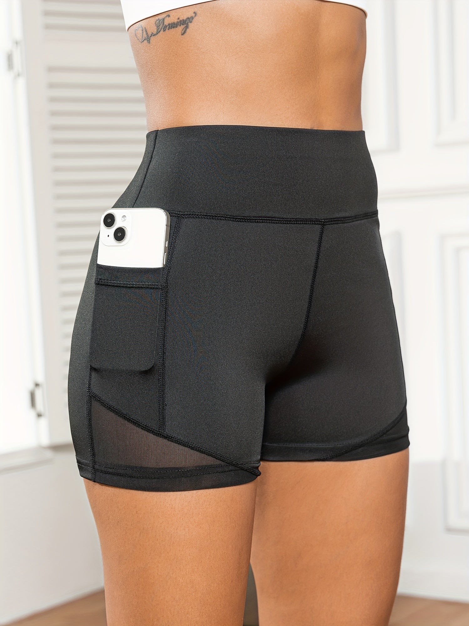 Mesh Sexy Biker Shorts High Waist Slim Fit Workout Pants