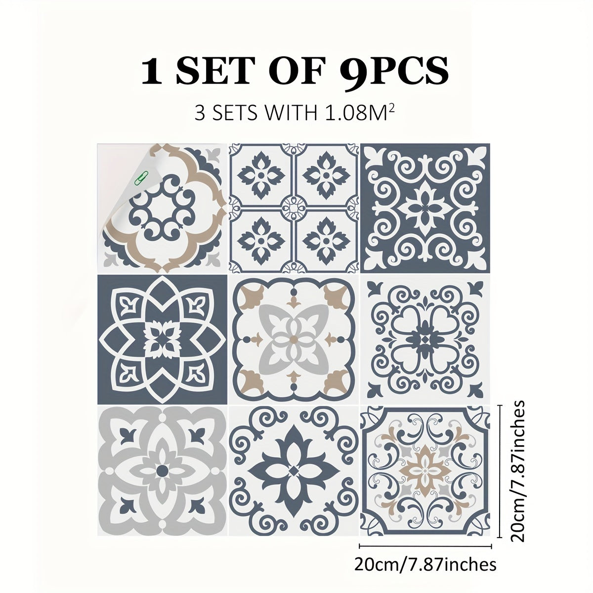 9pcs Mediterranean Style Waterproof Detachable Stickers