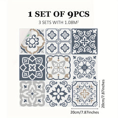 9pcs Mediterranean Style Waterproof Detachable Stickers