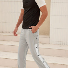 Men's Side Button Jogger Pants Stretch Trousers