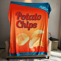 Funny Potato Chip Digital Print Blanket for Travel Camping