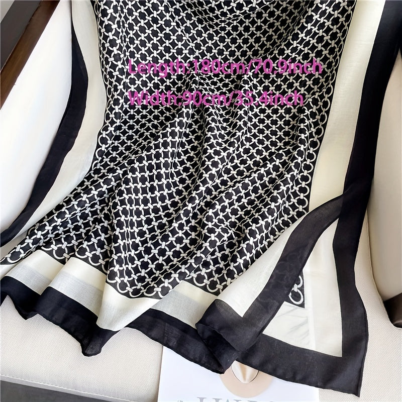 Geometric Ring Print Scarf Casual Block Shawl