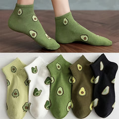 Men's Avocado Pattern Liner Anklet Socks x5