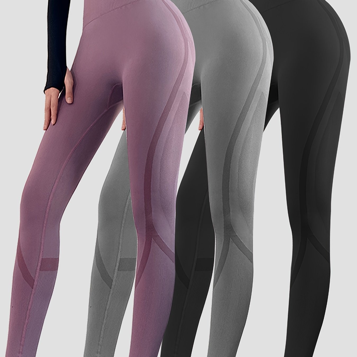 3Pcs High Waist Yoga Pants Stretchy Leggings Activewear