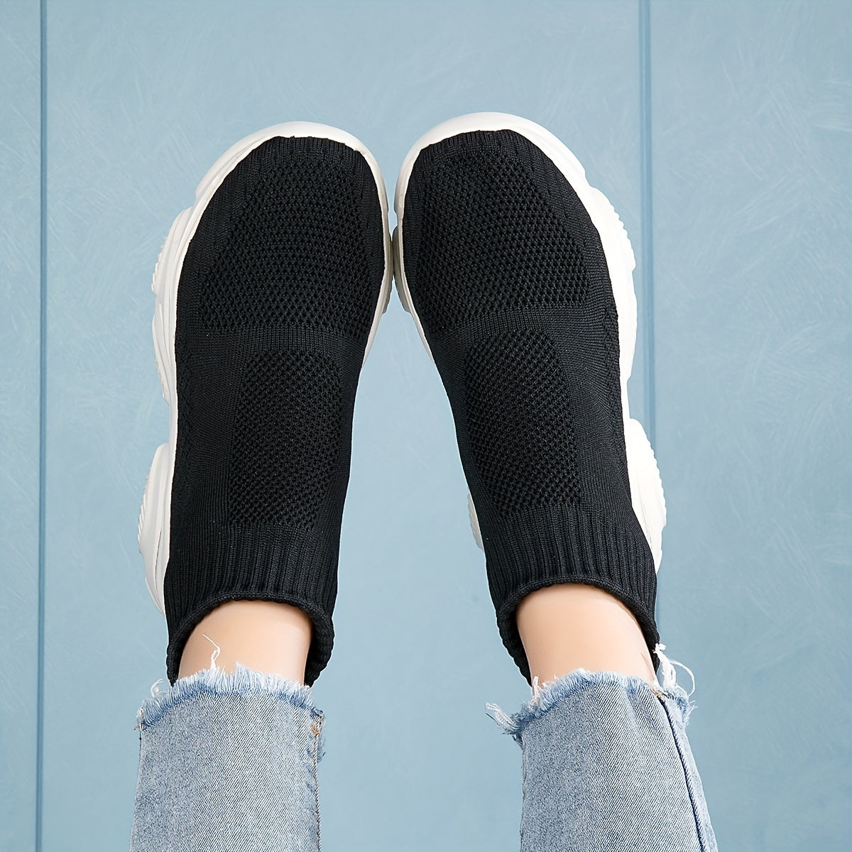 Women's Elastic Slip On Sneakers with Thick Bottom