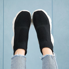 Women's Elastic Slip On Sneakers with Thick Bottom