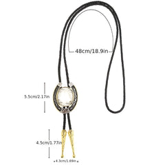 Western Cowboy Zinc Alloy BOLO Tie Natural Round Letter Q Shirt Accessory