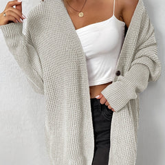 Solid Chunky Drop Shoulder Long Sleeve Open Front Cardigan