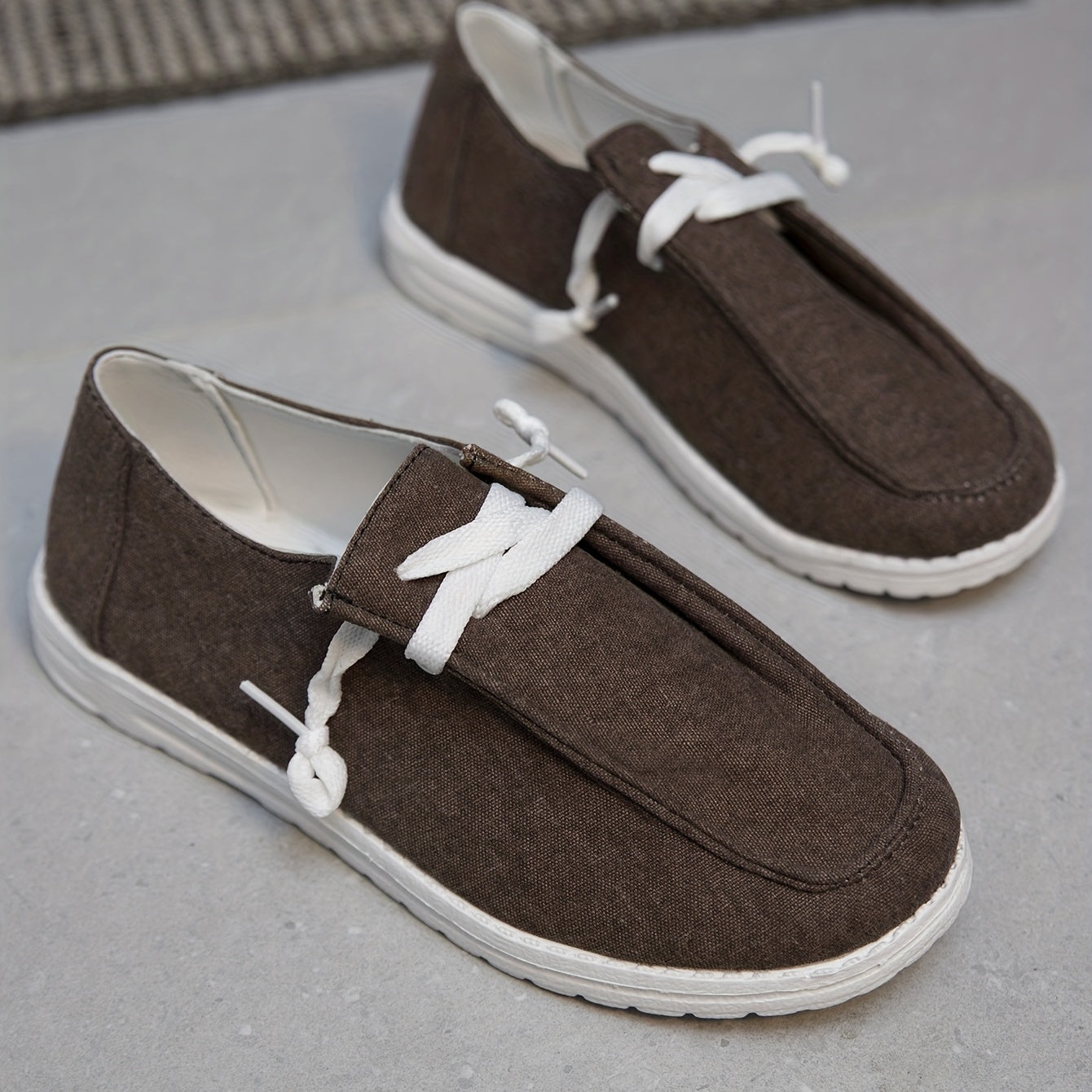 Women's Minimalist Flat Canvas Lace Up Sneakers Lightweight Slip On Shoes