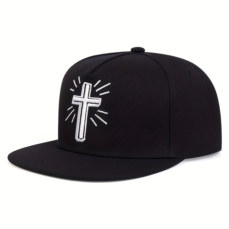 Glitter Cross Men's Flat Brim Hat