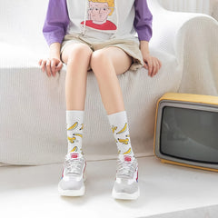Banana Print Cotton Socks for Women