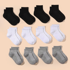 12 Pairs Solid Crew Socks for Boys Girls