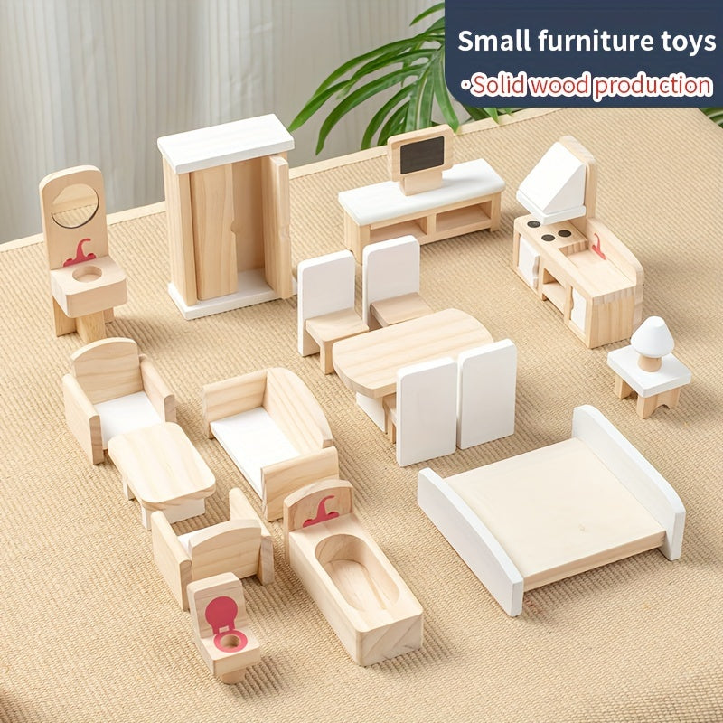 Kids Wooden Playhouse Set for Dollhouses
