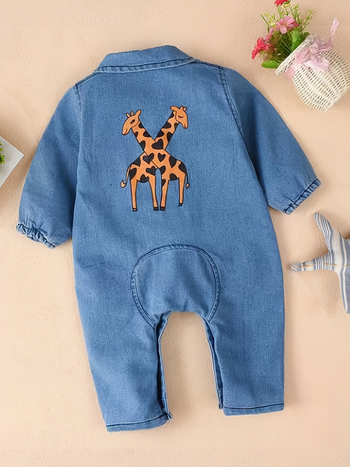 Infant Toddler Denim Jumpsuit Long Sleeve Onesie