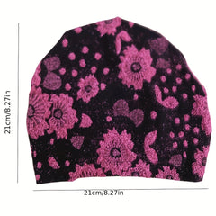 Glitter Flower Lace Turban Cap Beanie Elastic Head Wraps Bonnet Chemo Hats