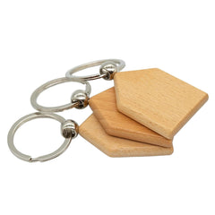 Set of 3 Personalized House Shaped Wooden Key Tags - Custom Engraving