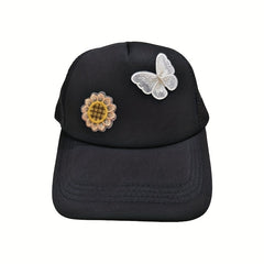 Butterfly Flower Patch Baseball Cap Adjustable Sun Hat