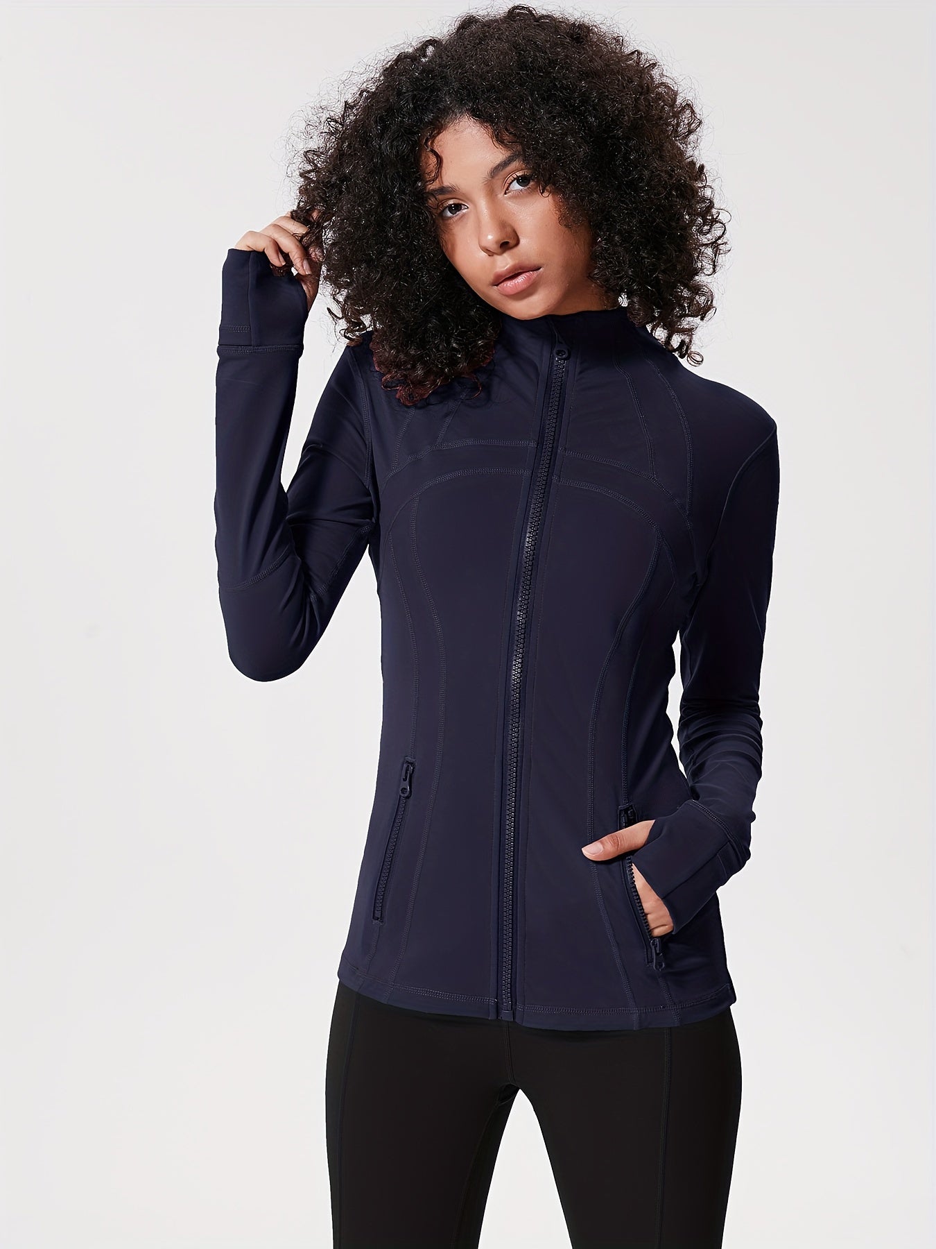Full Zip Yoga Jacket with Thumb Holes and Pockets