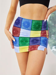 Patchwork Split Skirt Sexy Slim Mini Skirt For Summer