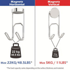 3pcs Strong Magnetic Double Hooks 25mm Base Heavy Duty Hooks for Hanging