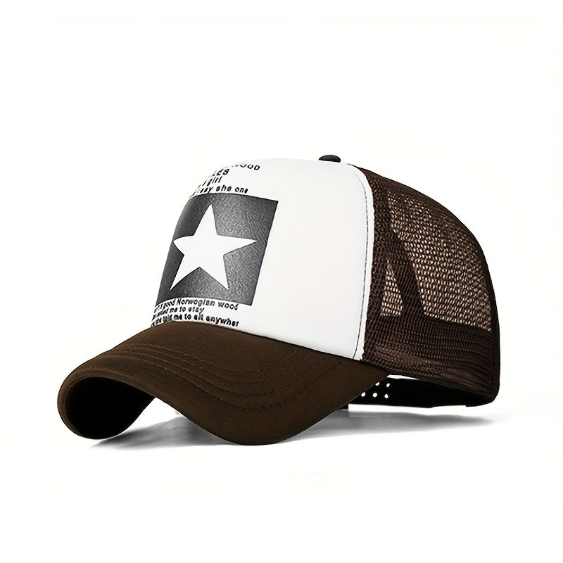 Unisex Mesh Trucker Hat Hip Hop Pentagram Print Baseball Cap