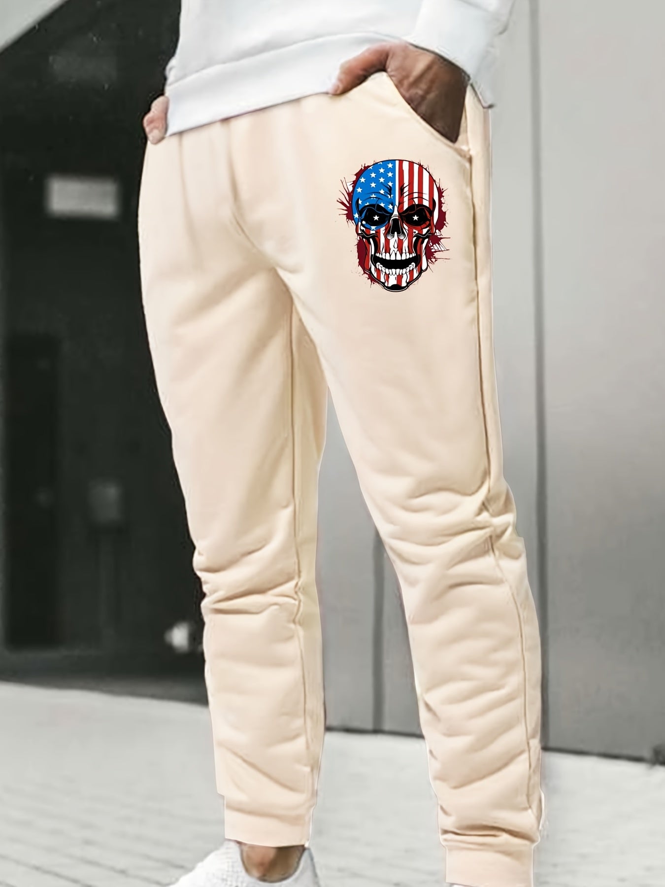Men's Skull Head Print Casual Drawstring Sweatpants