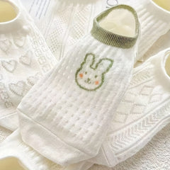 10 Pairs Bunny & Floral Print Socks & Low Cut Ankle Socks Women's Stockings