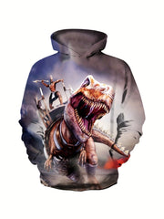 Dinosaur 3D Print Boys Casual Hooded Sweatshirt