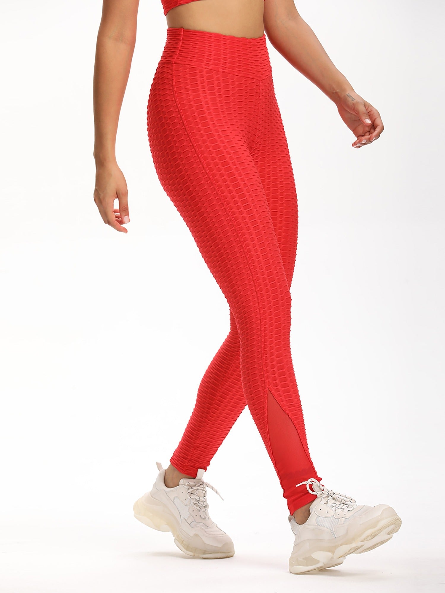 High Waist Butt Lifting Yoga Pants with Mesh Contrast