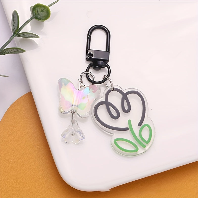 Acrylic Colorful Flower Keychain Pendant Bag Decoration