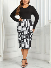 Women's Long Sleeve V Neck Bodycon Dress